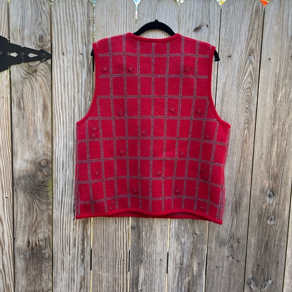 TALBOTS Vintage 100% Wool Zipper Floral Vest size Large - Picture 8 of 8